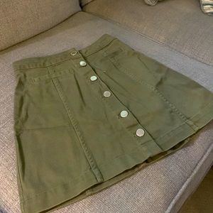 Button up army green jean skirt - size 0